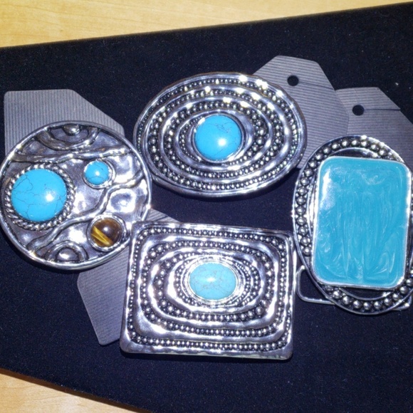 Lot of 4 Belt Buckles- Western Turquiose color - Picture 1 of 6
